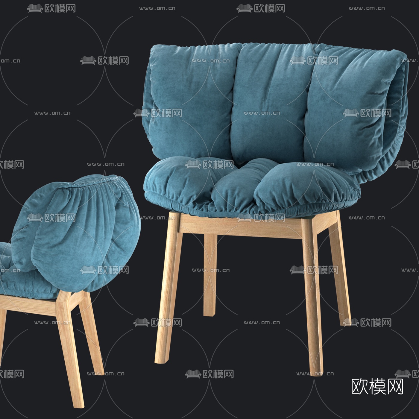 北欧绒布休闲椅3d模型