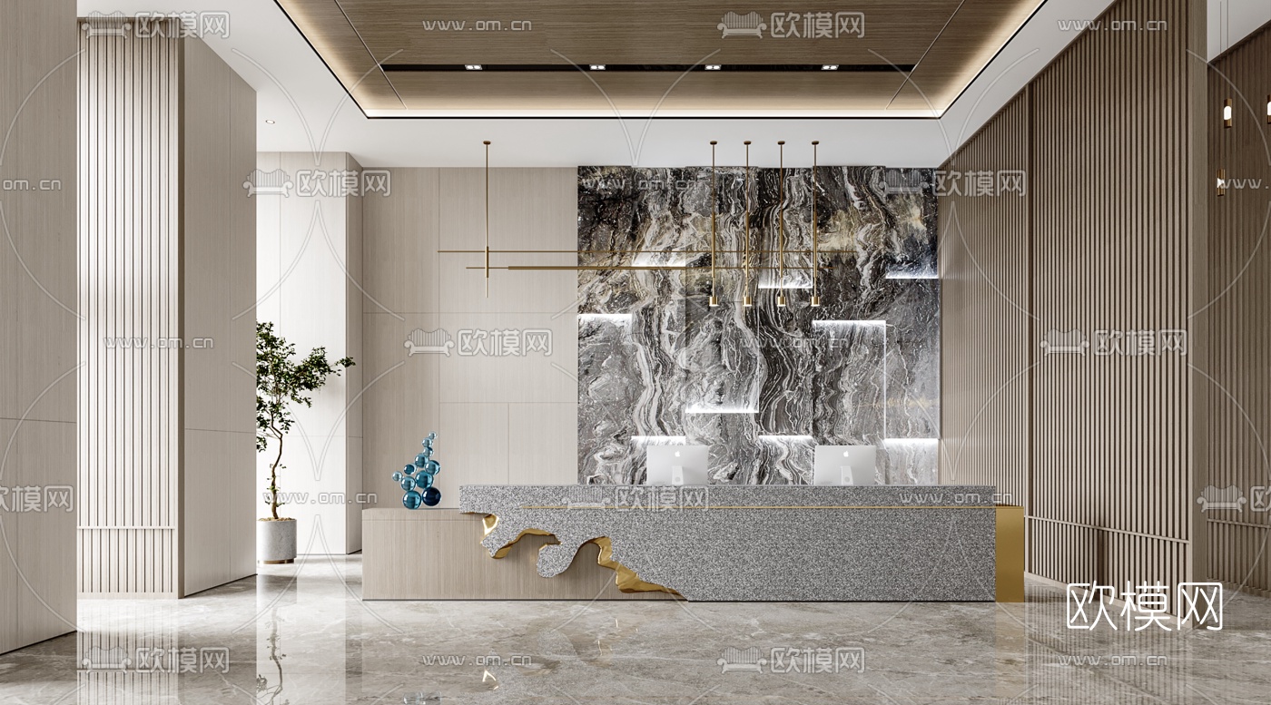 现代大堂前台接待台3d模型