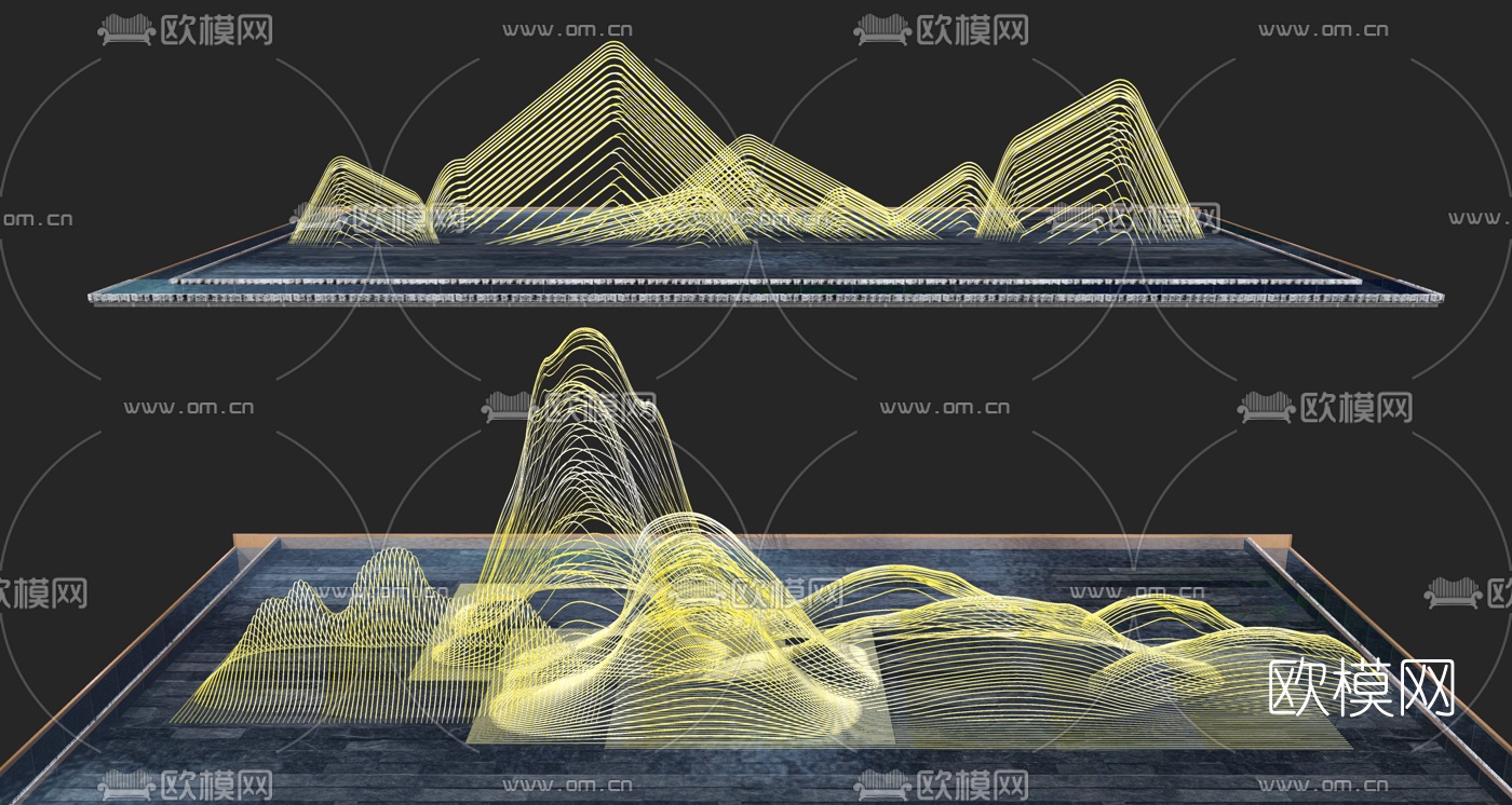 现代镂空山头雕塑小品su模型