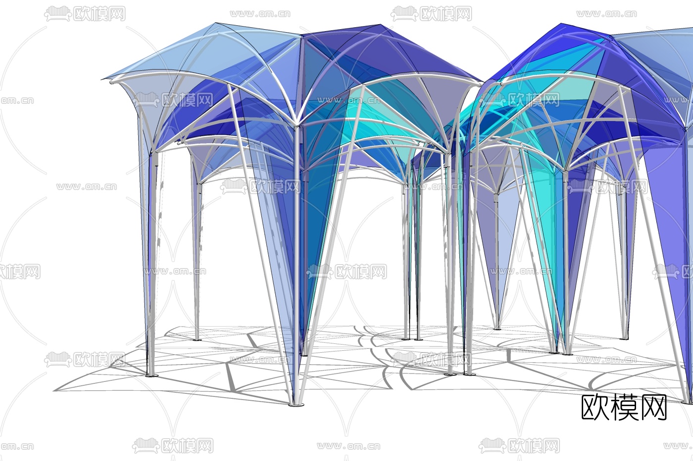 现代玻璃凉亭免费su模型下载