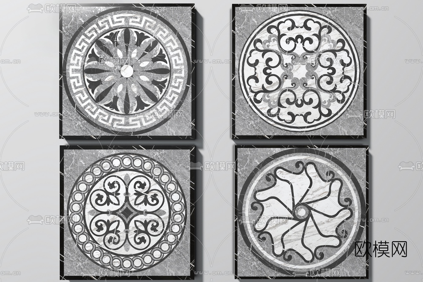 欧式方形拼花瓷砖3d模型下载
