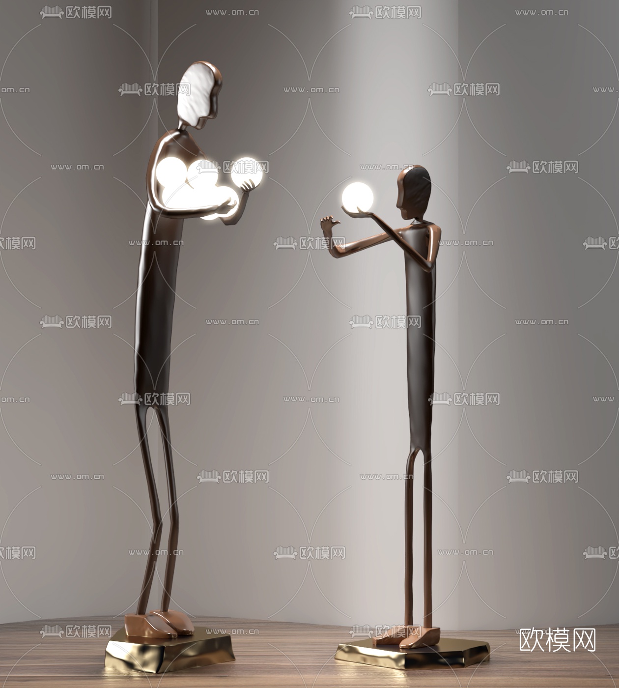 现代抽象人物雕塑3d模型下载