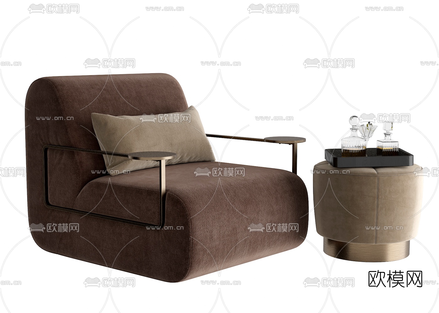现代布艺休闲沙发3d模型下载