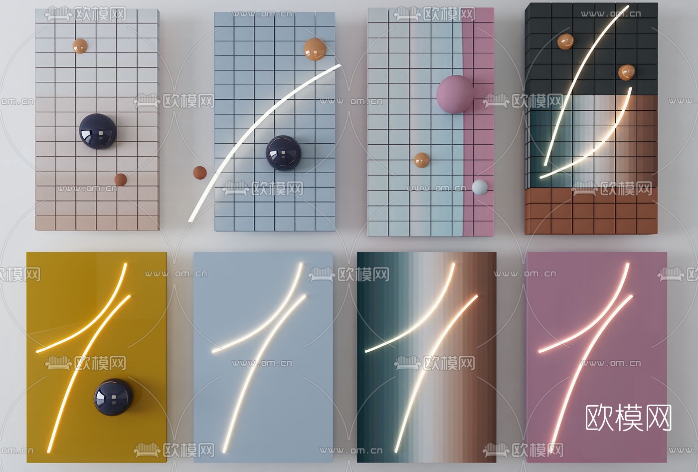 现代立体墙饰挂件3d模型下载