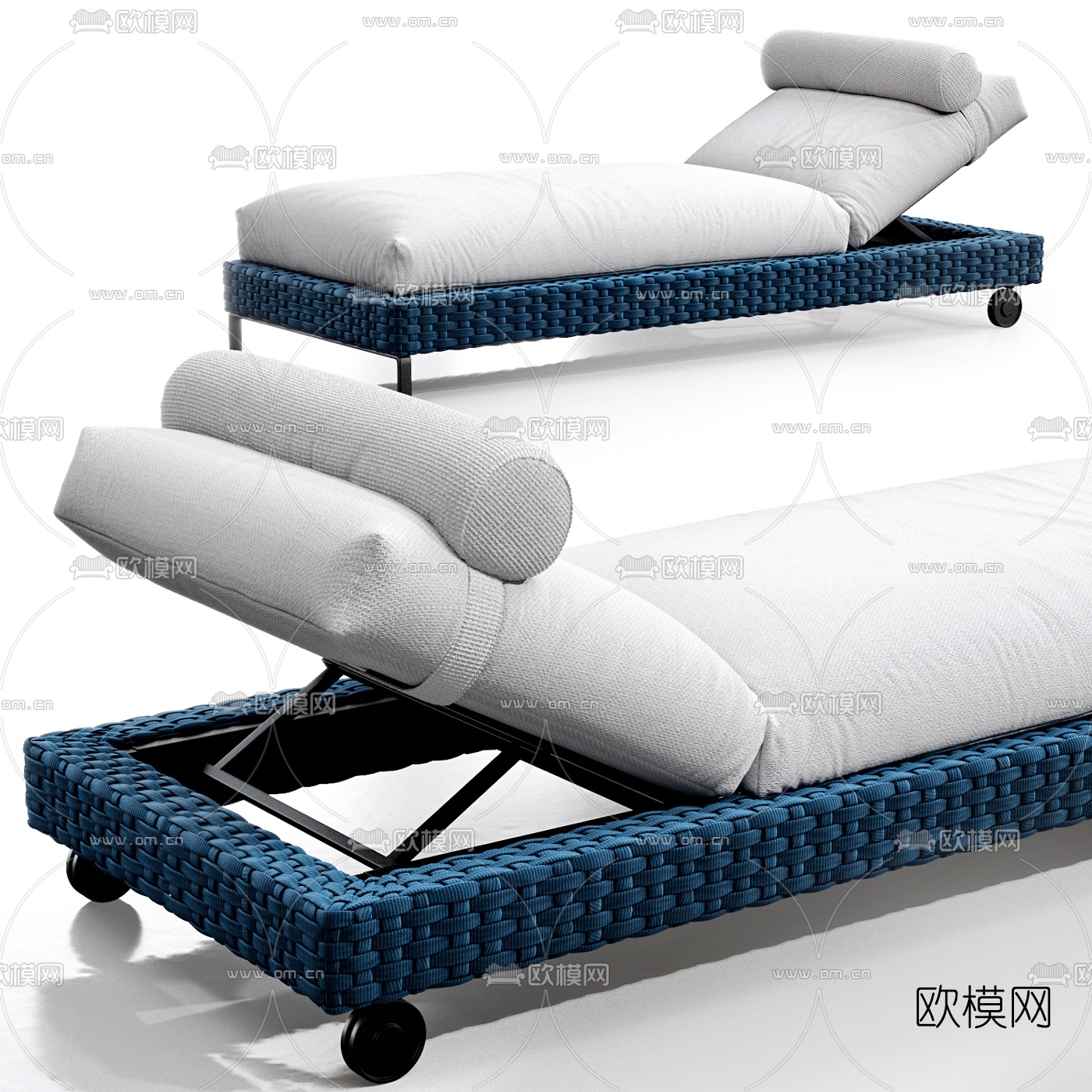 现代户外编藤躺椅3d模型