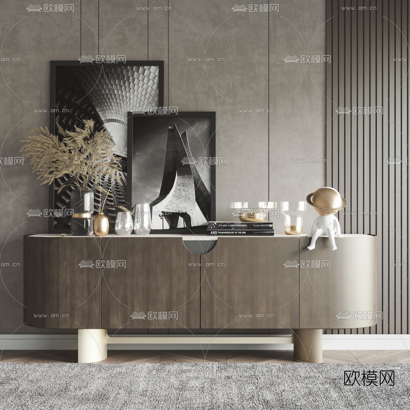 现代电视柜3d模型下载