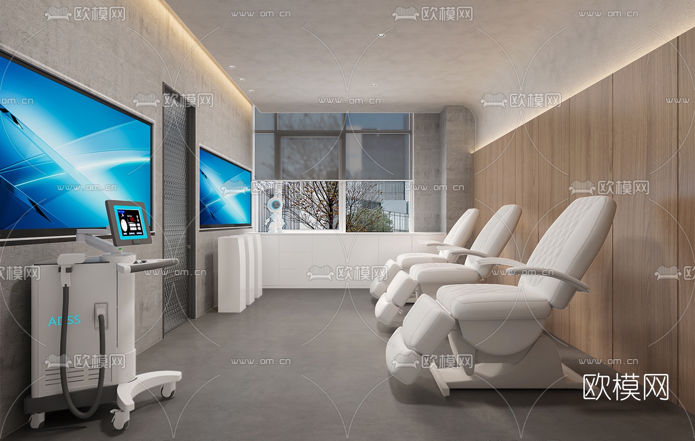 现代敞开式办公室3d模型