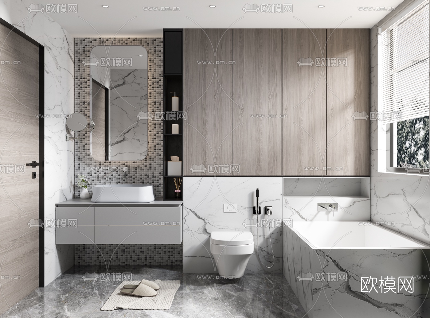 现代卫生间su模型下载（渲染图2）