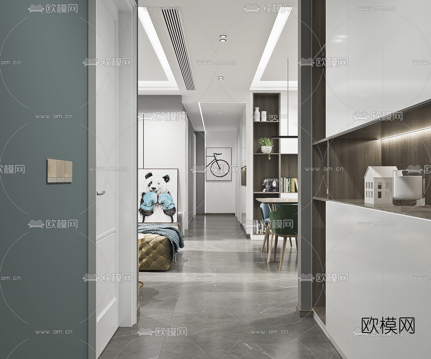 北欧简约客厅餐厅3d模型