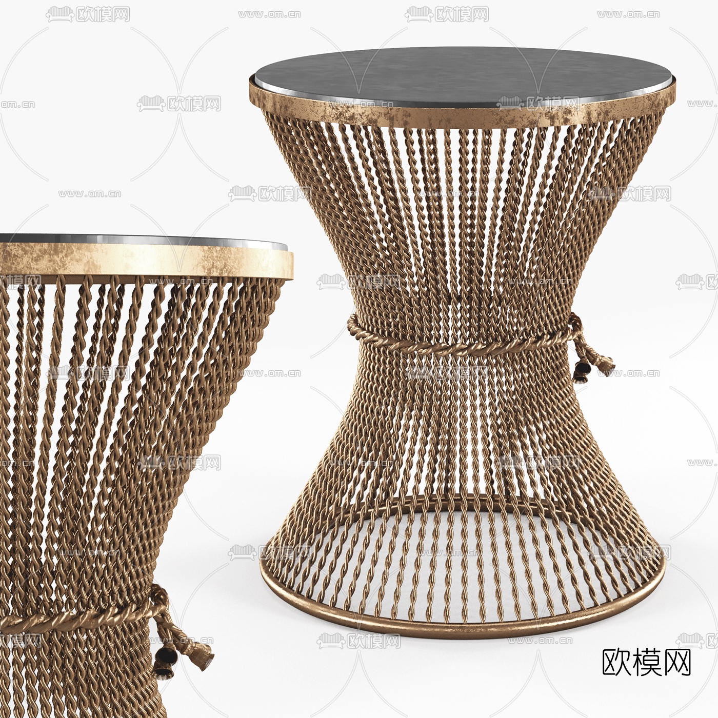 现代轻奢金属圆几3d模型