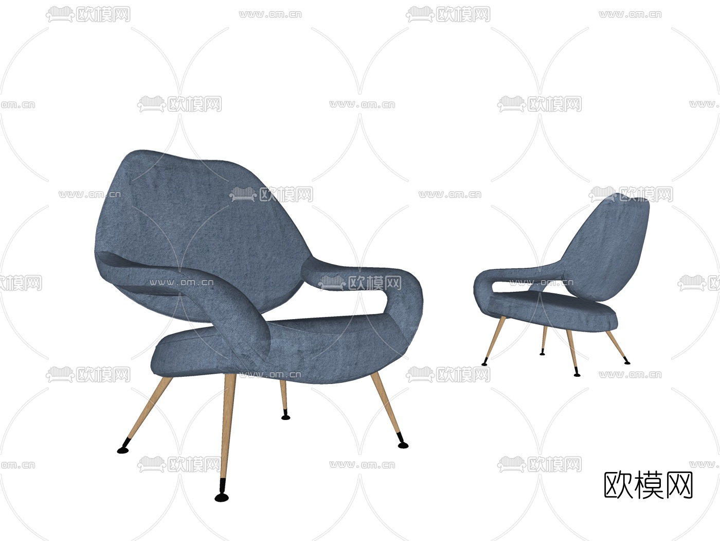 现代布艺休闲椅su模型下载