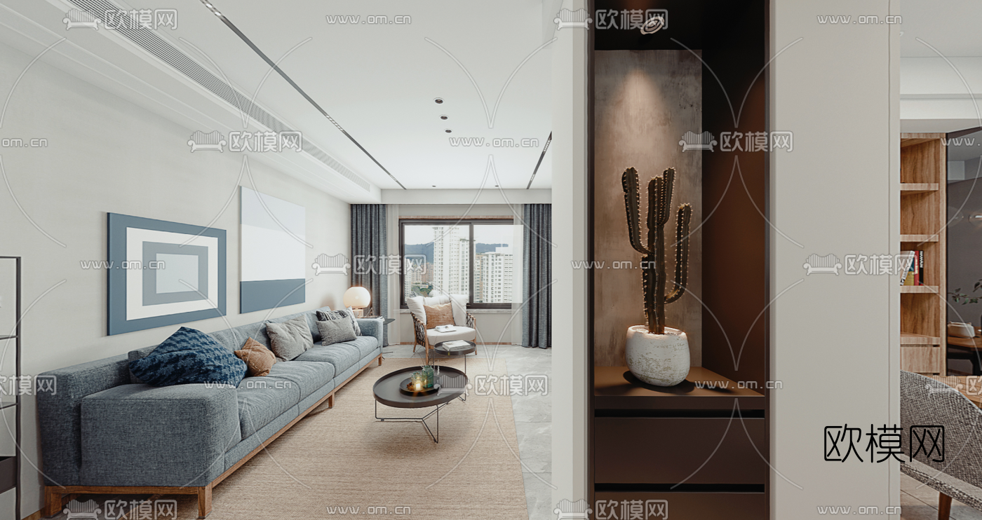 北欧客厅餐厅vr全景3d模型