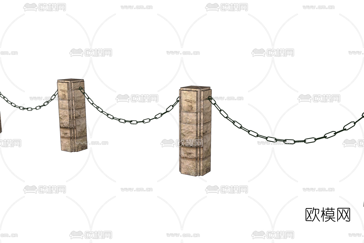 现代铁链护栏免费su模型下载