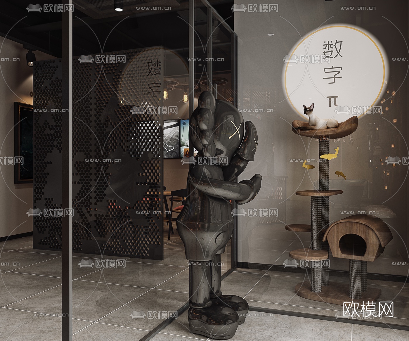工业风剧本杀游戏厅3d模型