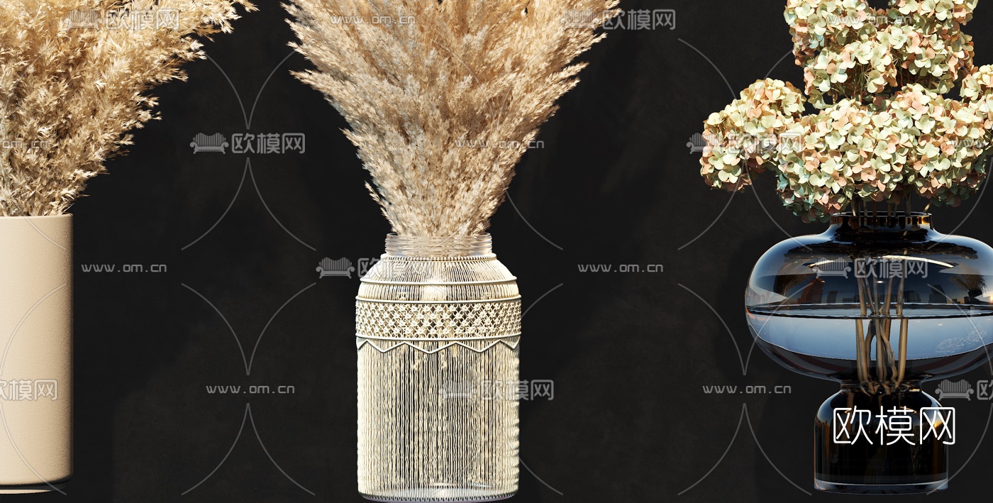 现代干花花瓶插花3d模型
