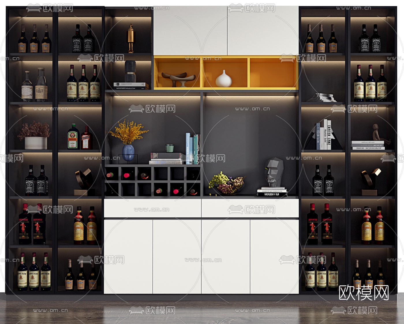 现代多功能酒柜3d模型