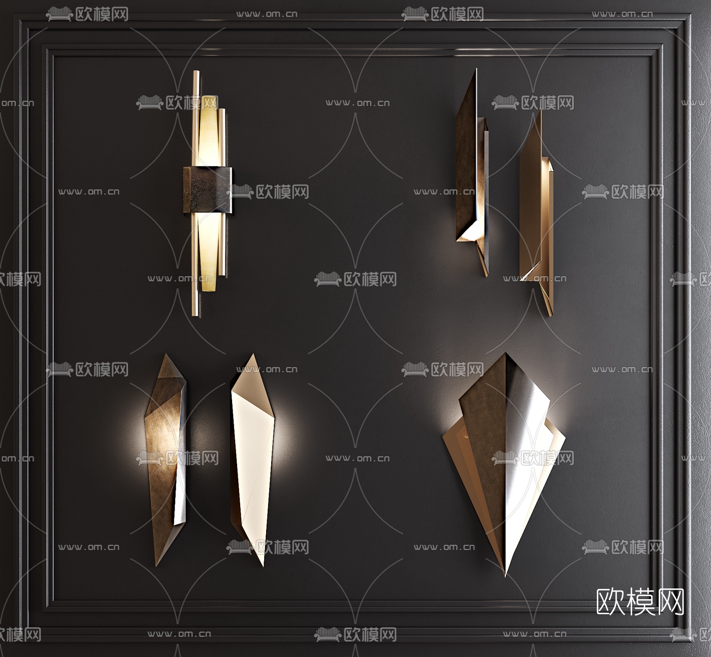 现代轻奢金属壁灯3d模型