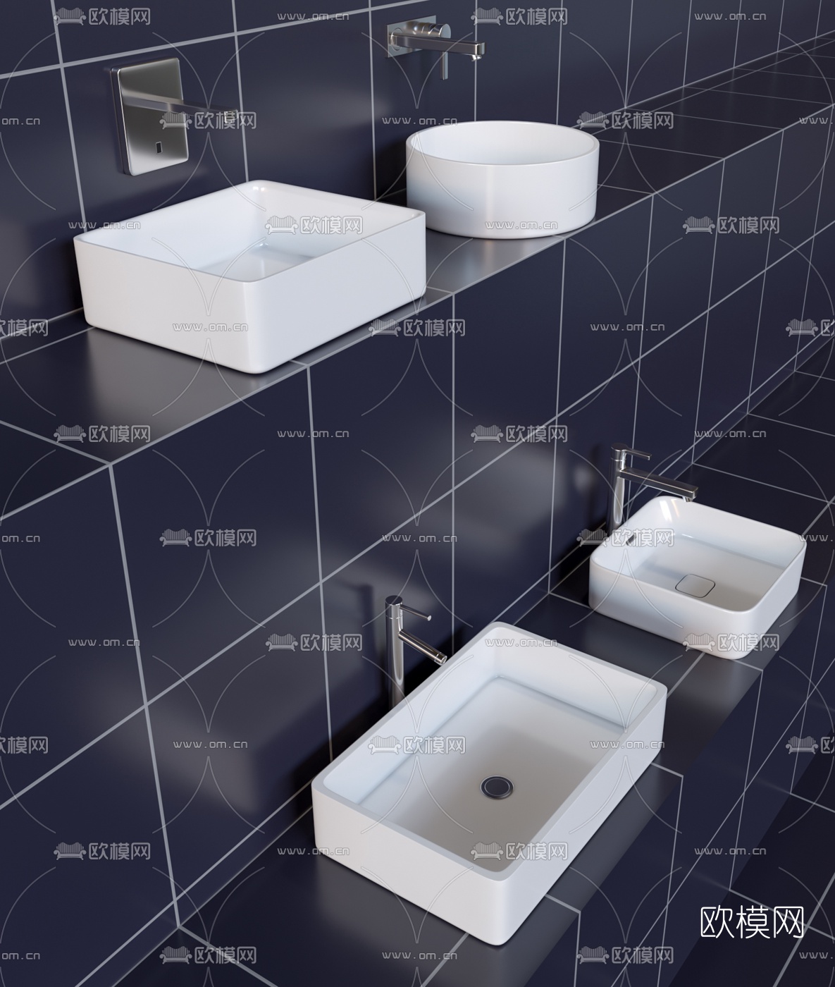 现代台盆洗手台3d模型