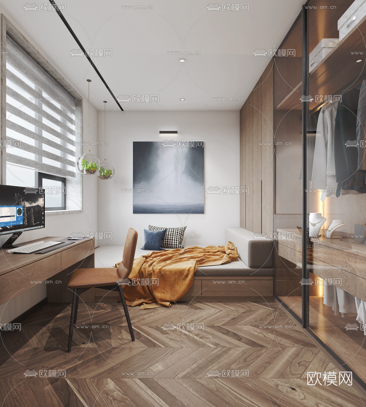 现代榻榻米书房3d模型