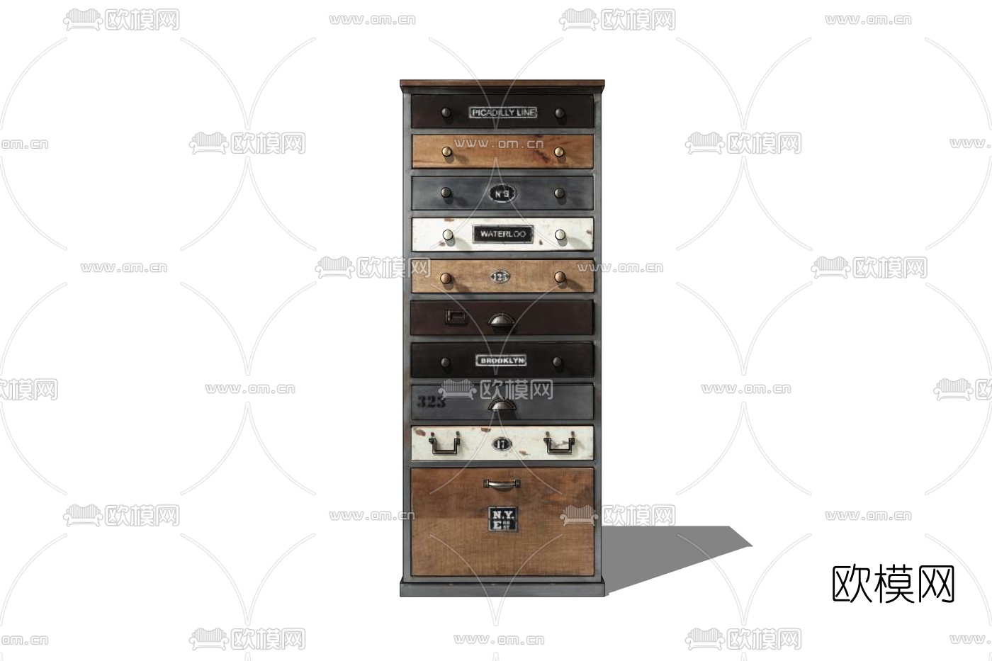 工业风实木斗柜免费su模型下载