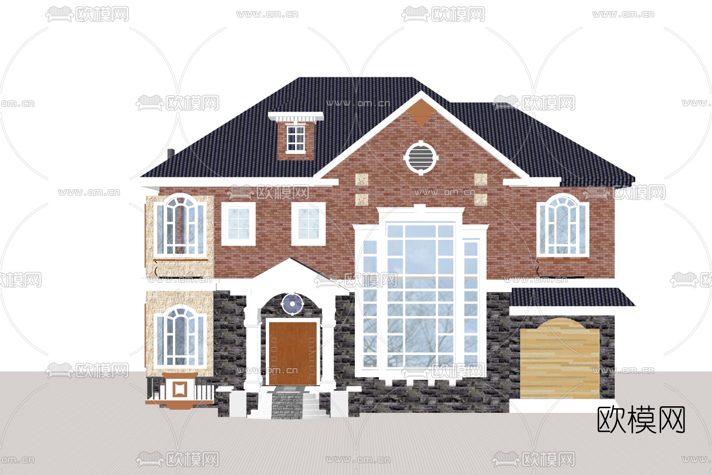 欧式独栋别墅外观su模型下载
