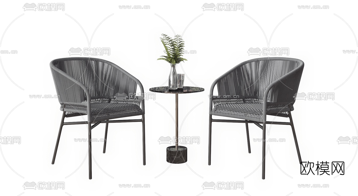 现代绳编户外扶手椅3d模型下载