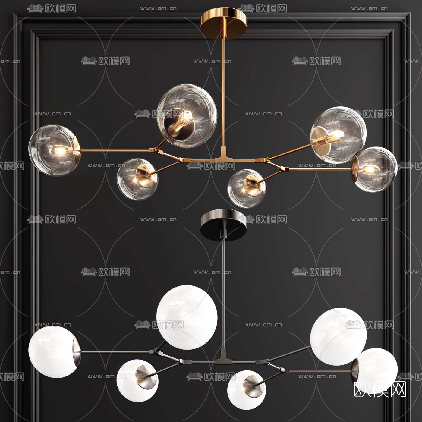 现代金属玻璃吊灯3d模型