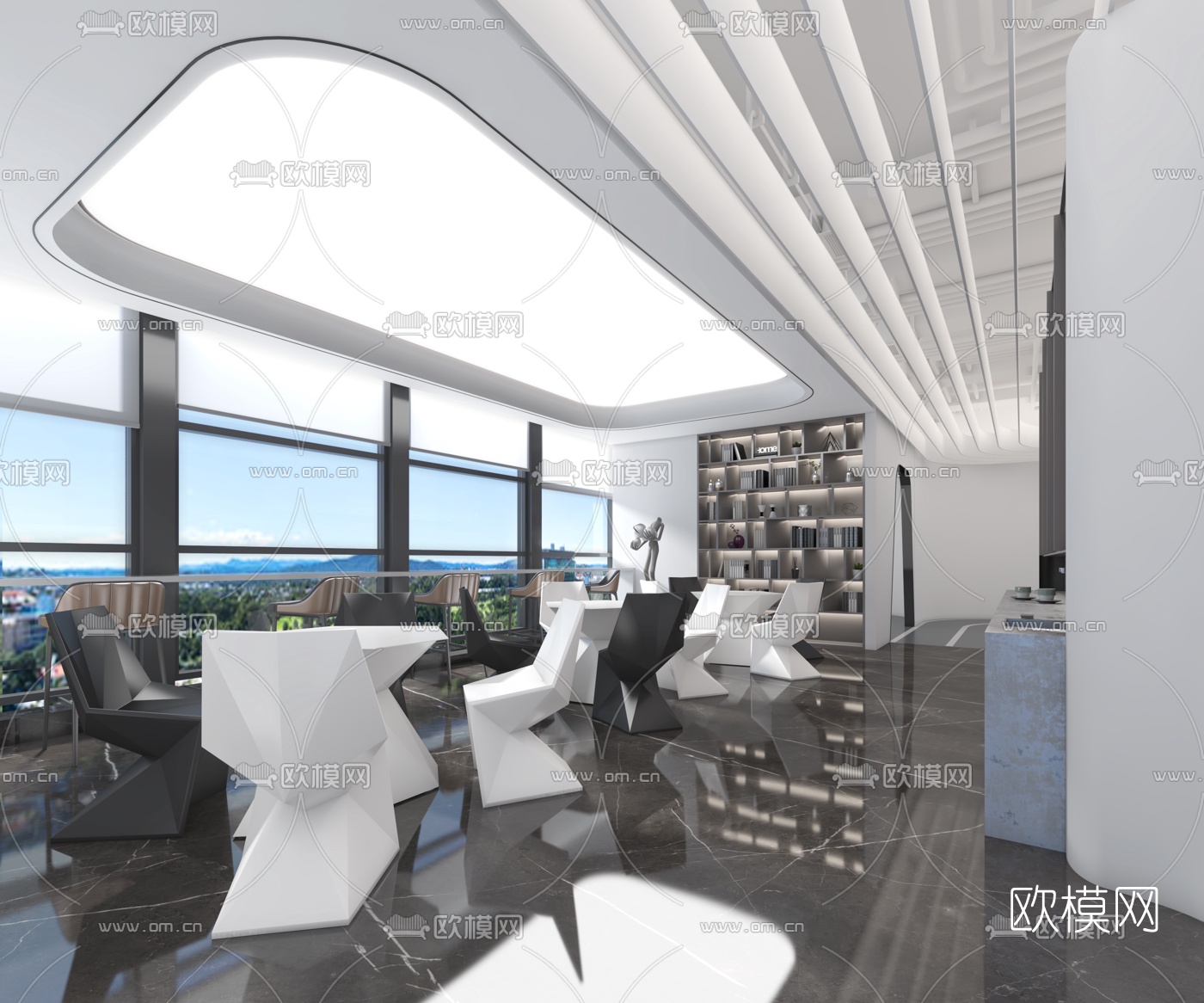 后现代简约办公室3d模型下载（渲染图3）