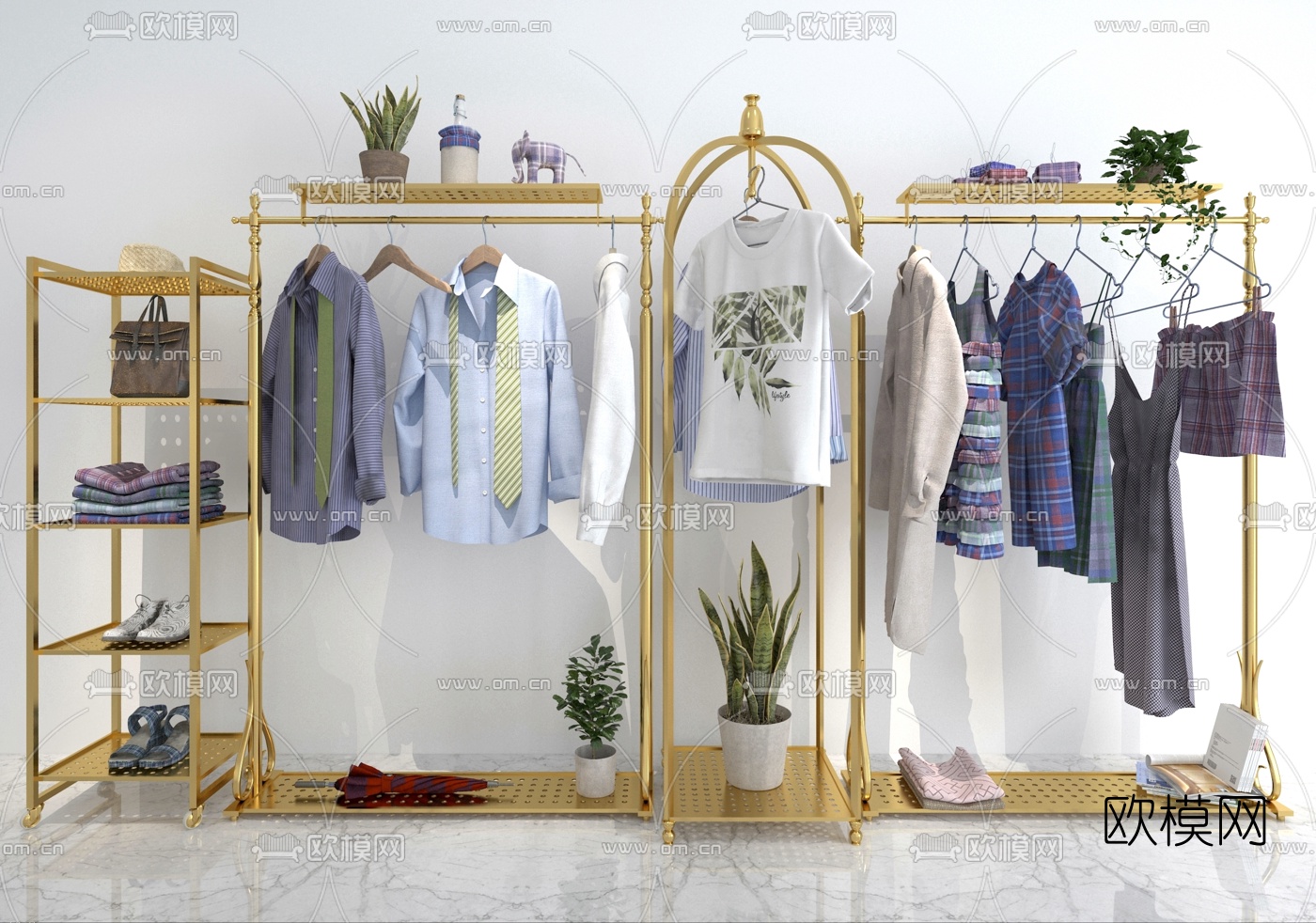 现代金属服饰衣架3d模型