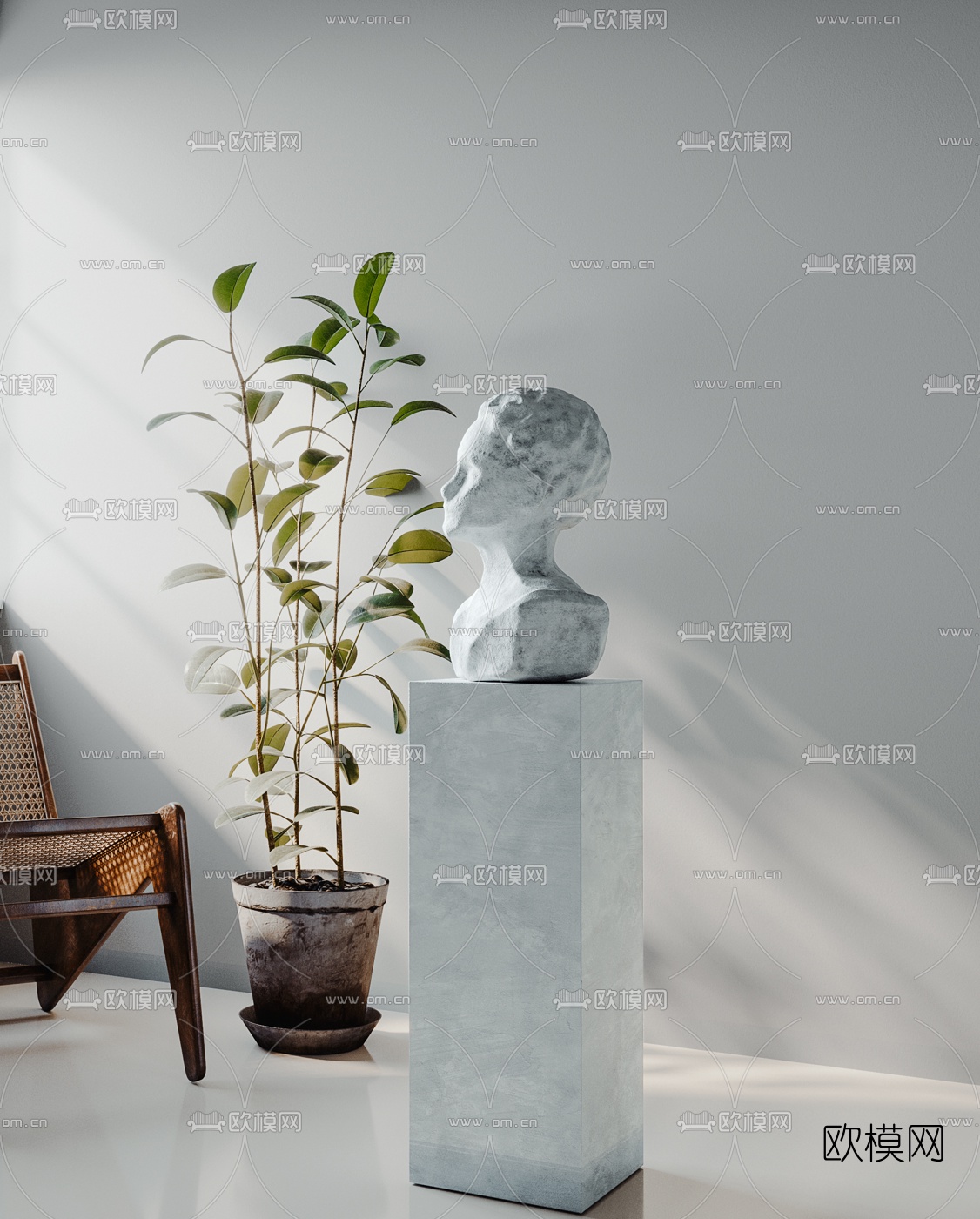 北欧人头像雕塑3d模型下载