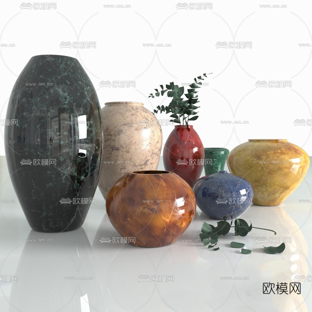 现代大理石花瓶免费3d模型