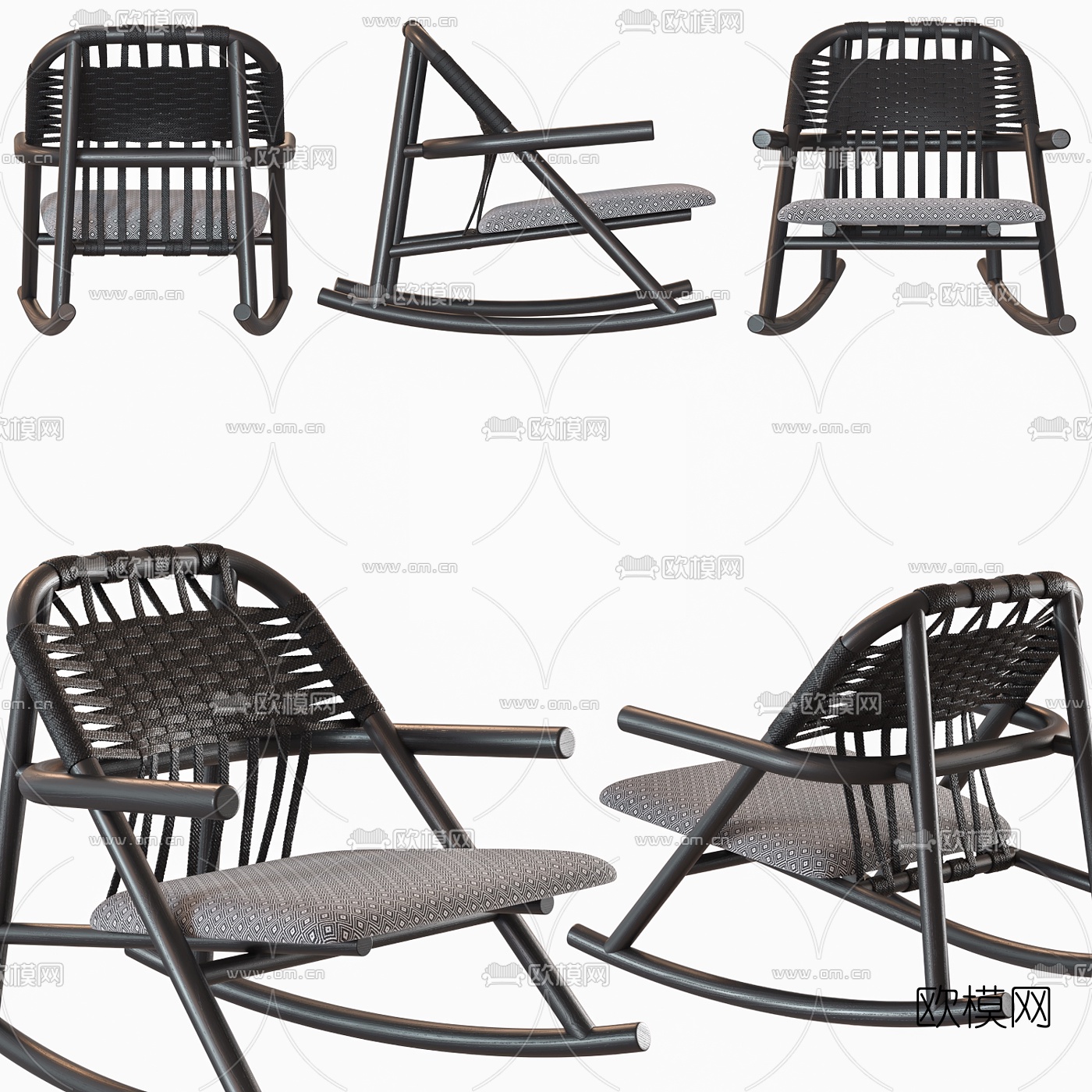现代户外休闲椅3d模型下载（渲染图1）