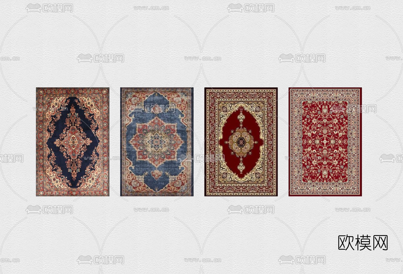 美式布艺雕花地毯su模型下载