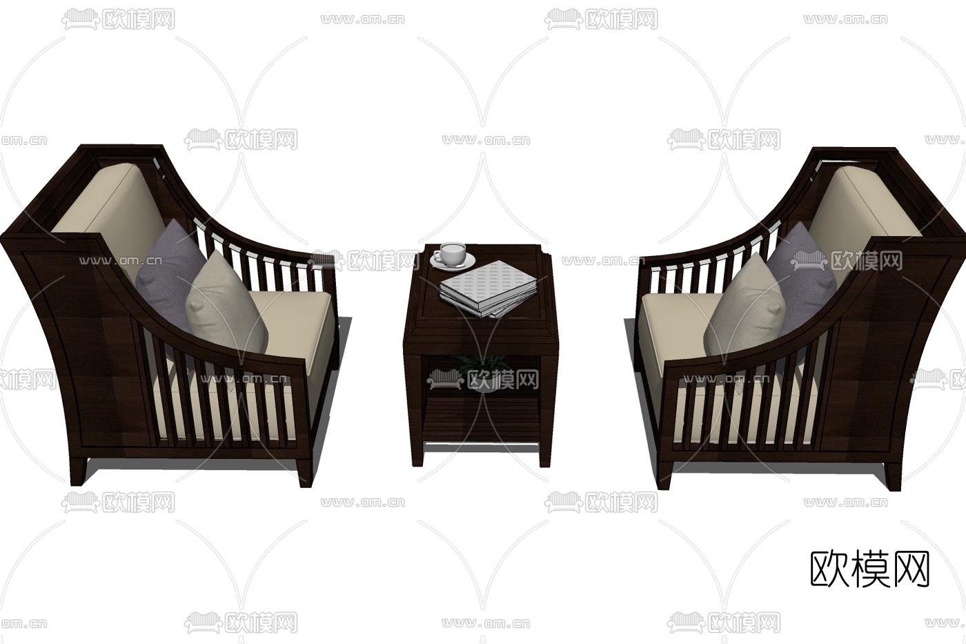 现代布艺单人沙发su模型下载