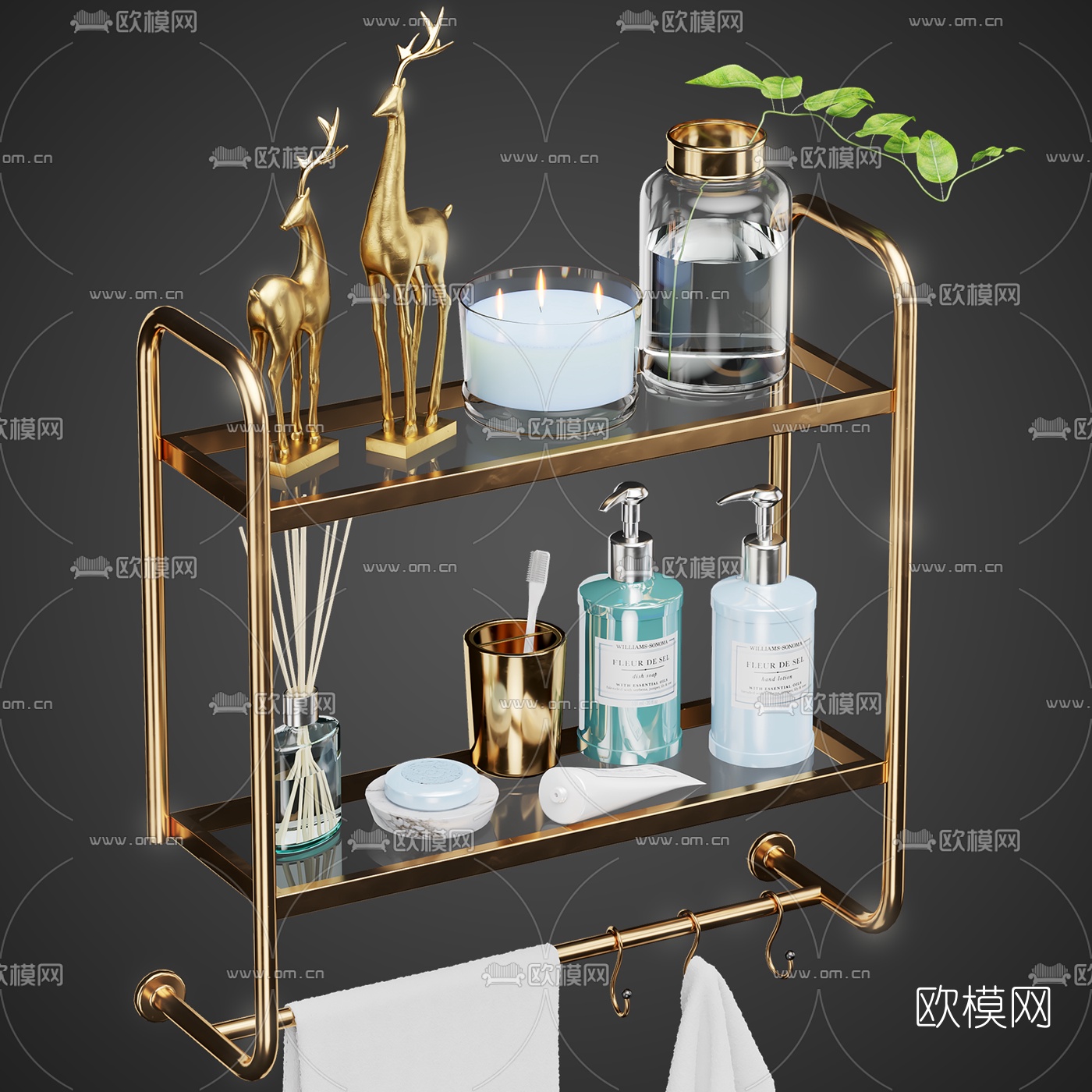 现代金属浴室壁架3d模型