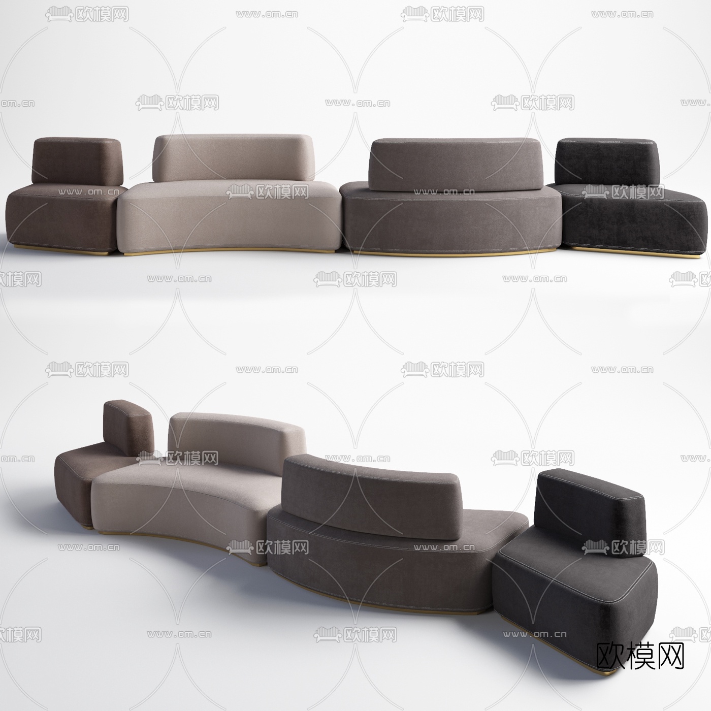 现代弧形沙发3d模型下载
