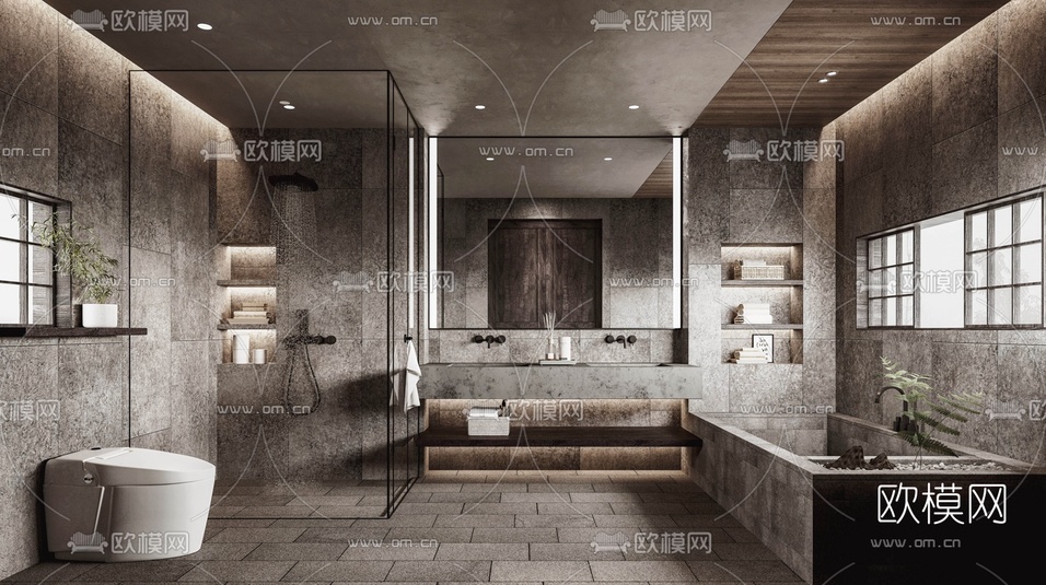 北欧侘寂卫生间3d模型下载