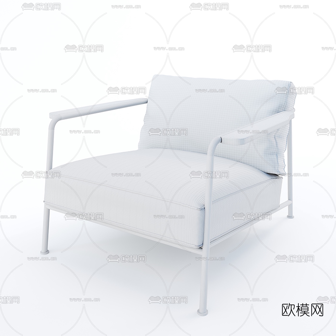 现代皮革单人沙发脚踏免费3d模型