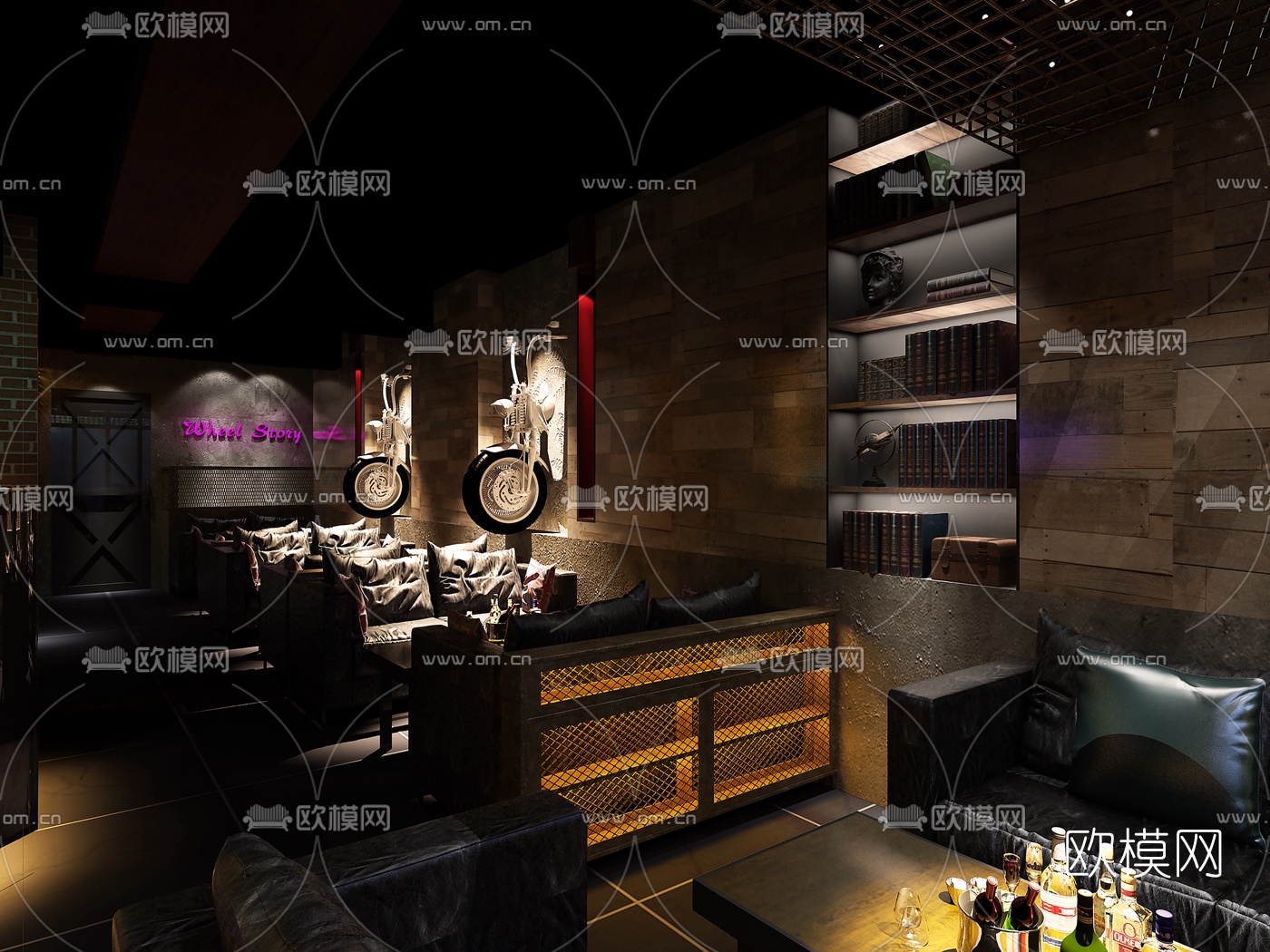 工业风酒吧免费3d模型下载（渲染图2）