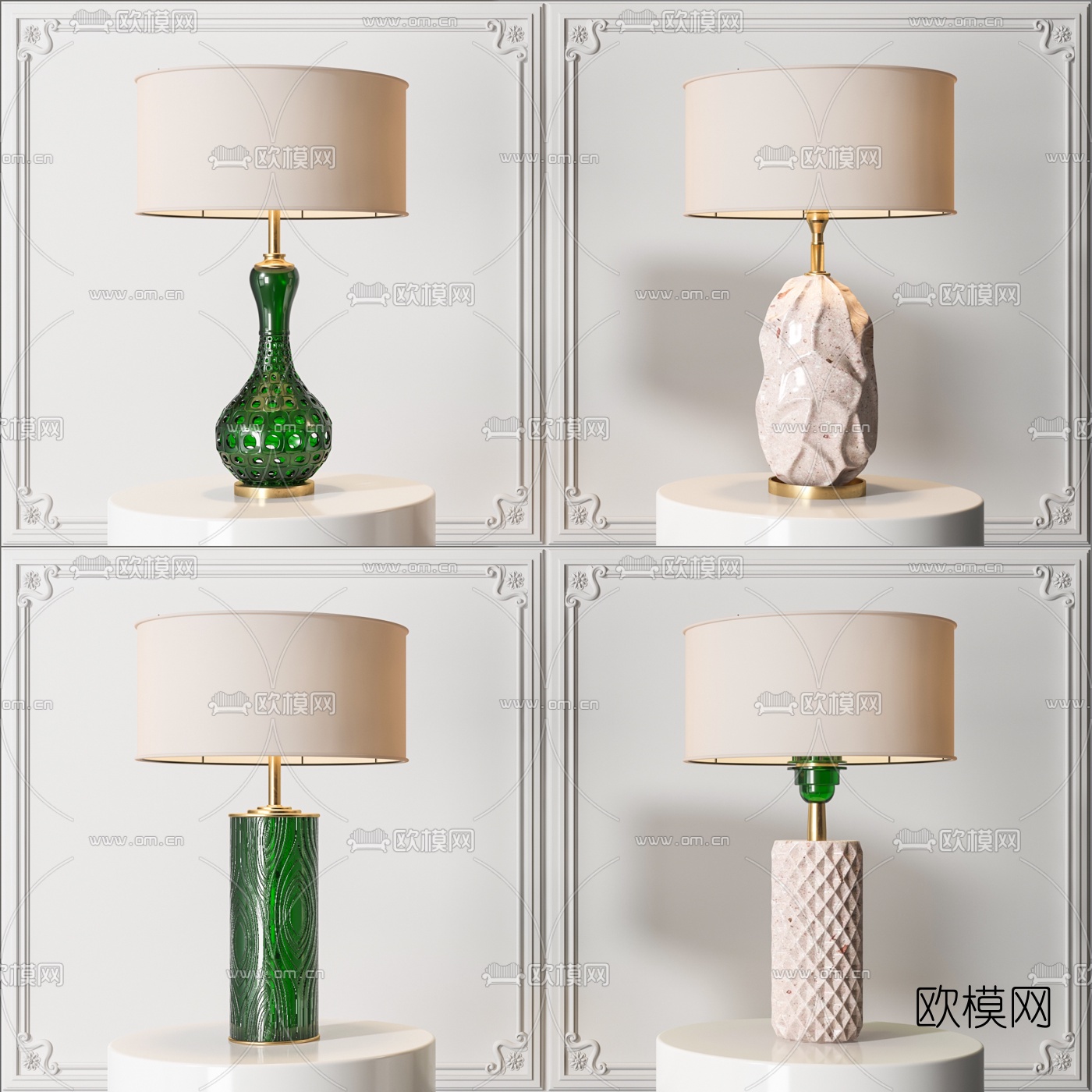 现代陶瓷台灯3d模型下载（渲染图1）