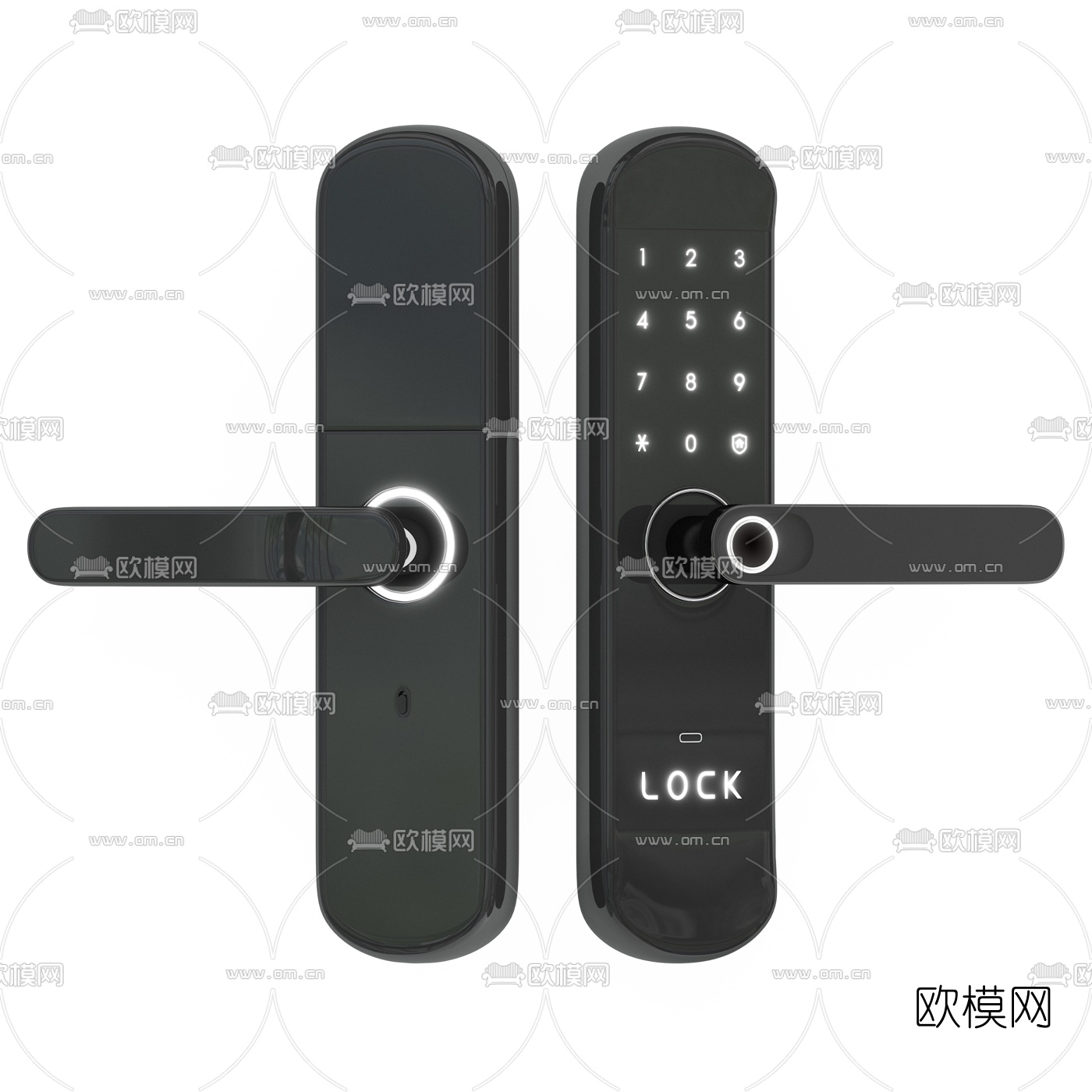 现代密码门把手3d模型