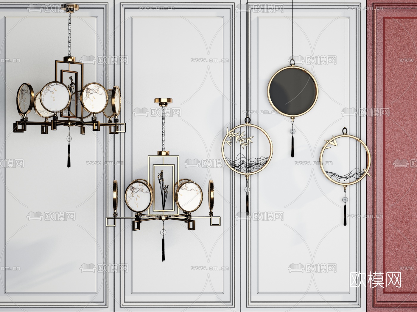 新中式装饰小吊灯su模型下载（渲染图2）