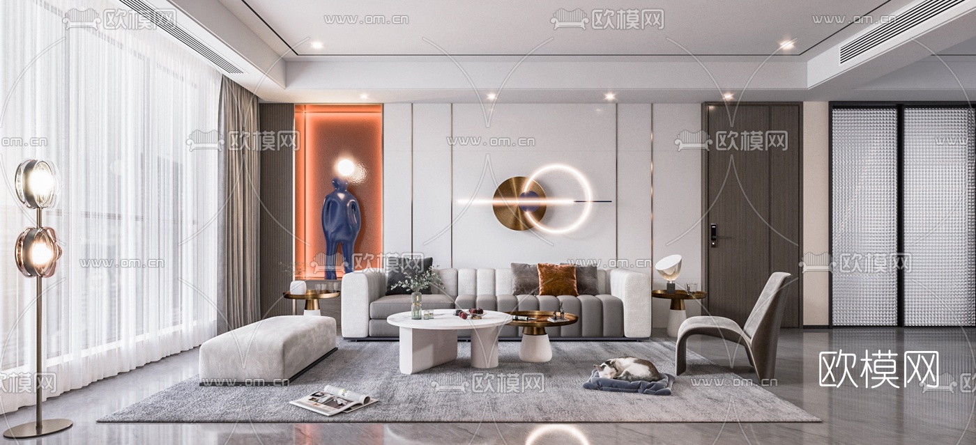现代客厅3d模型