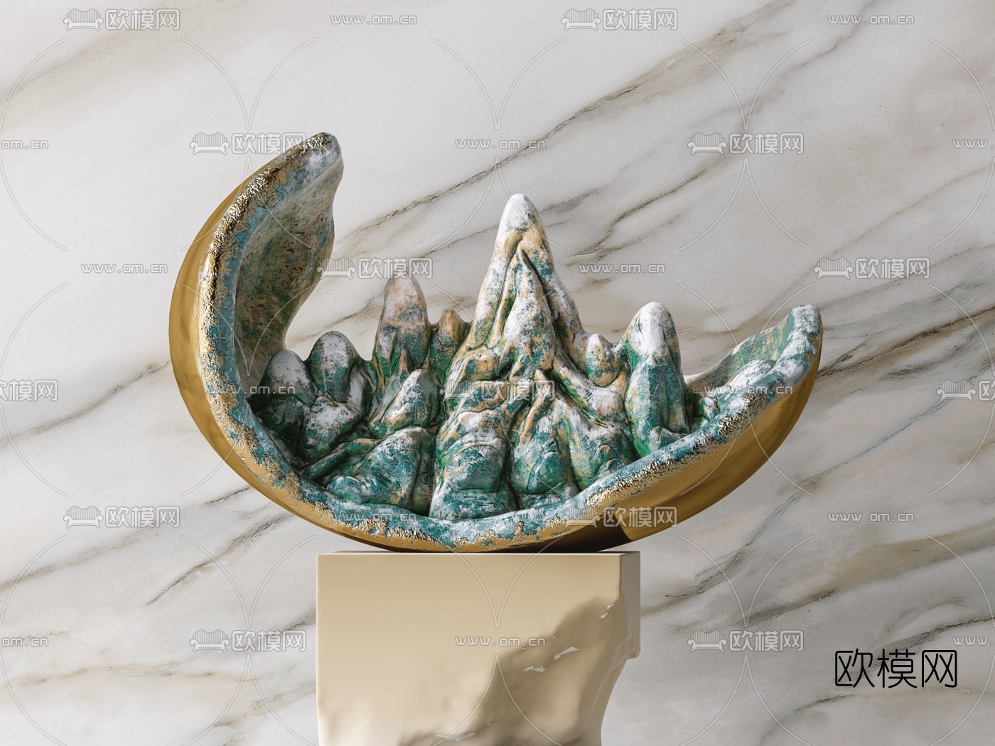 新中式假山雕塑摆件3d模型
