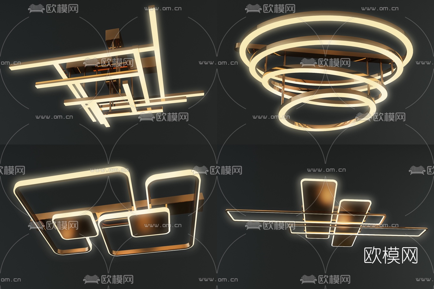 现代金属吸顶灯3d模型
