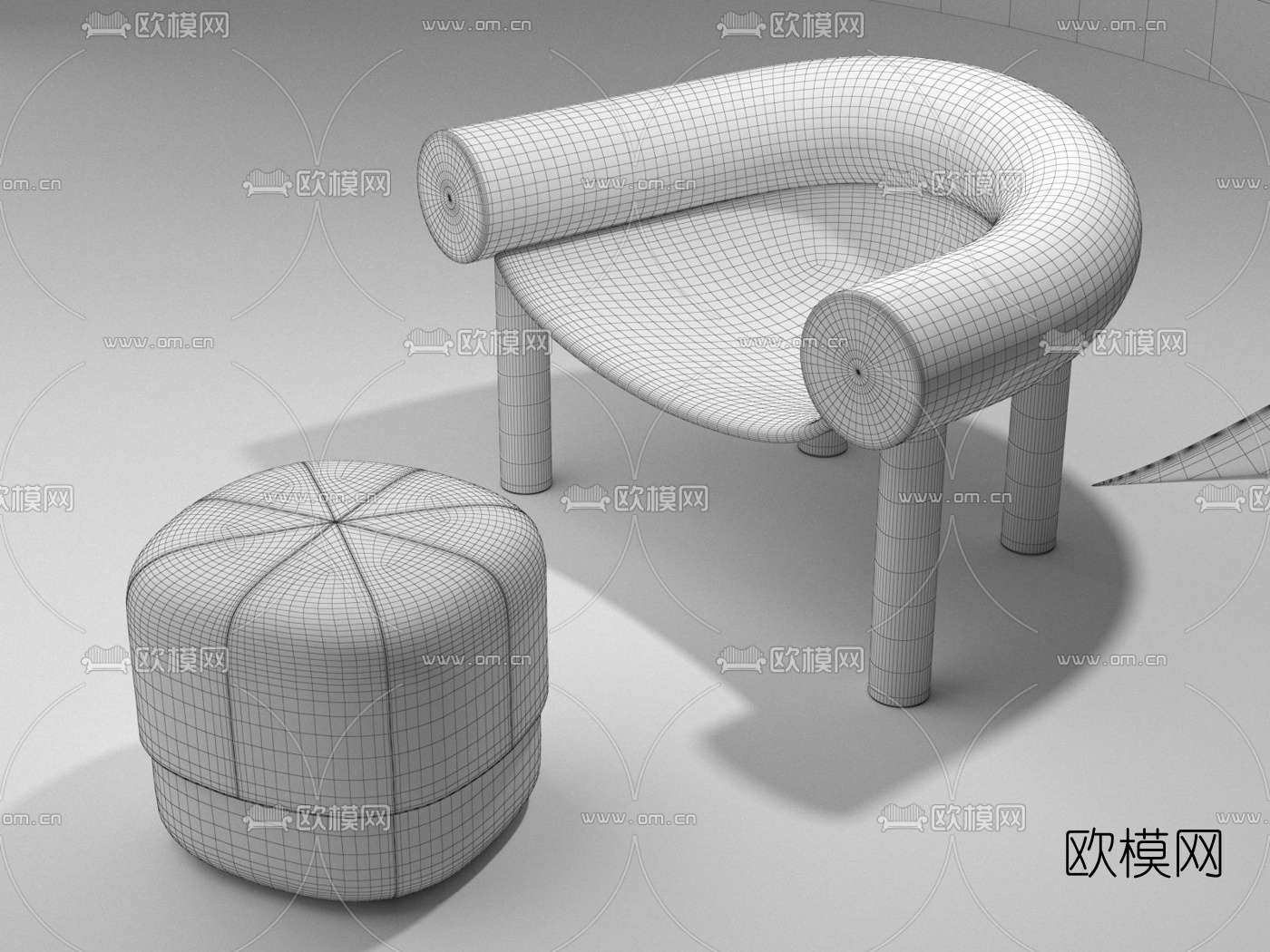 现代沙发桌椅组合3d模型