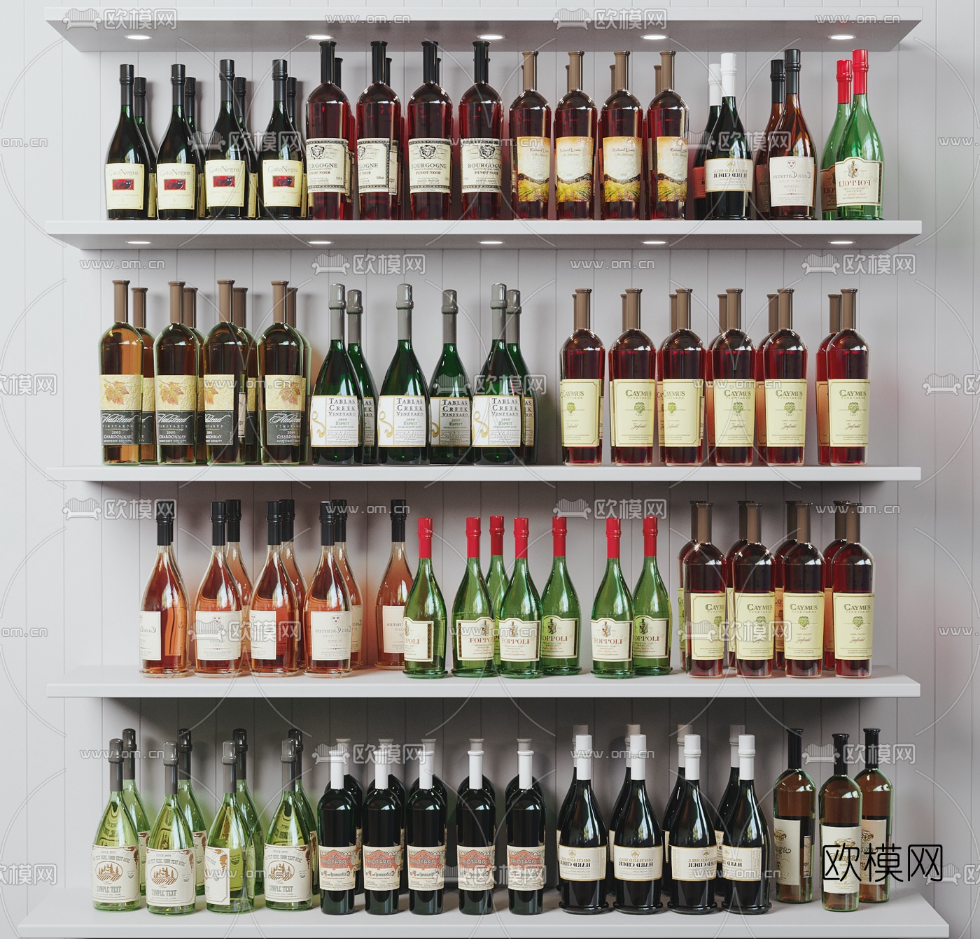 现代红酒洋酒酒水3d模型下载