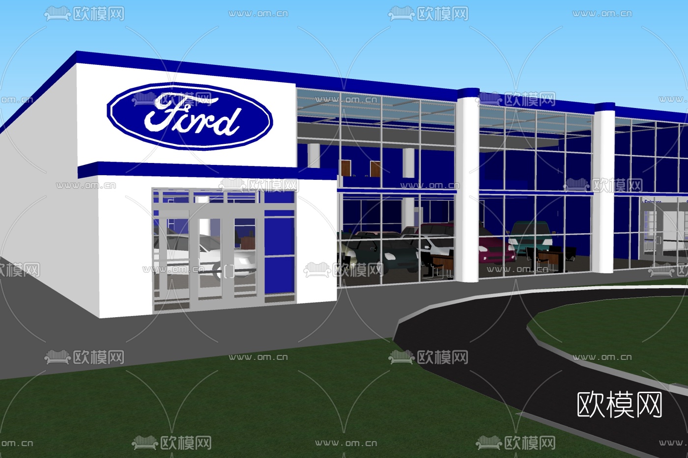 现代汽车专卖店免费su模型下载