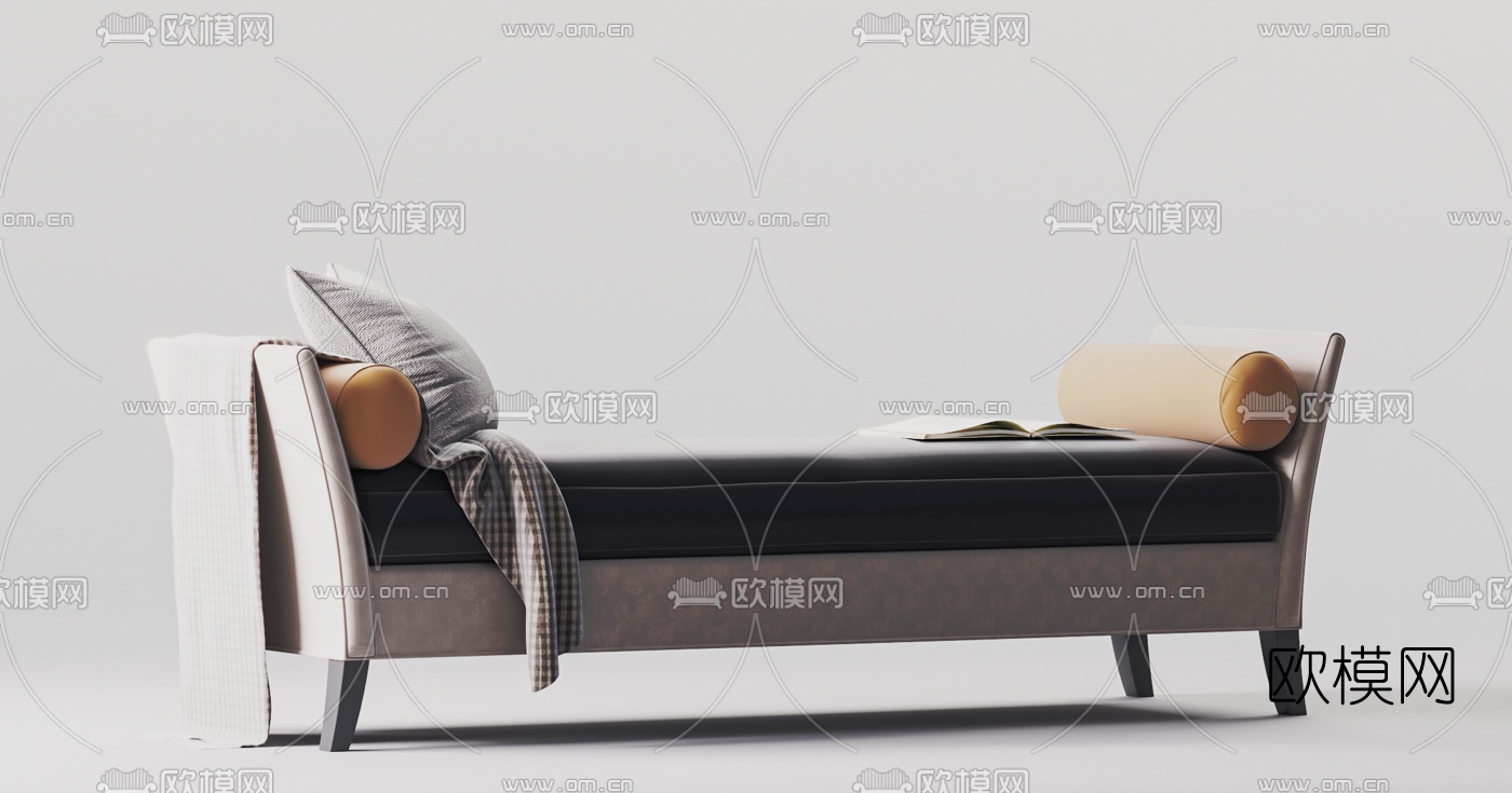现代布艺床尾凳脚踏3d模型下载（渲染图5）