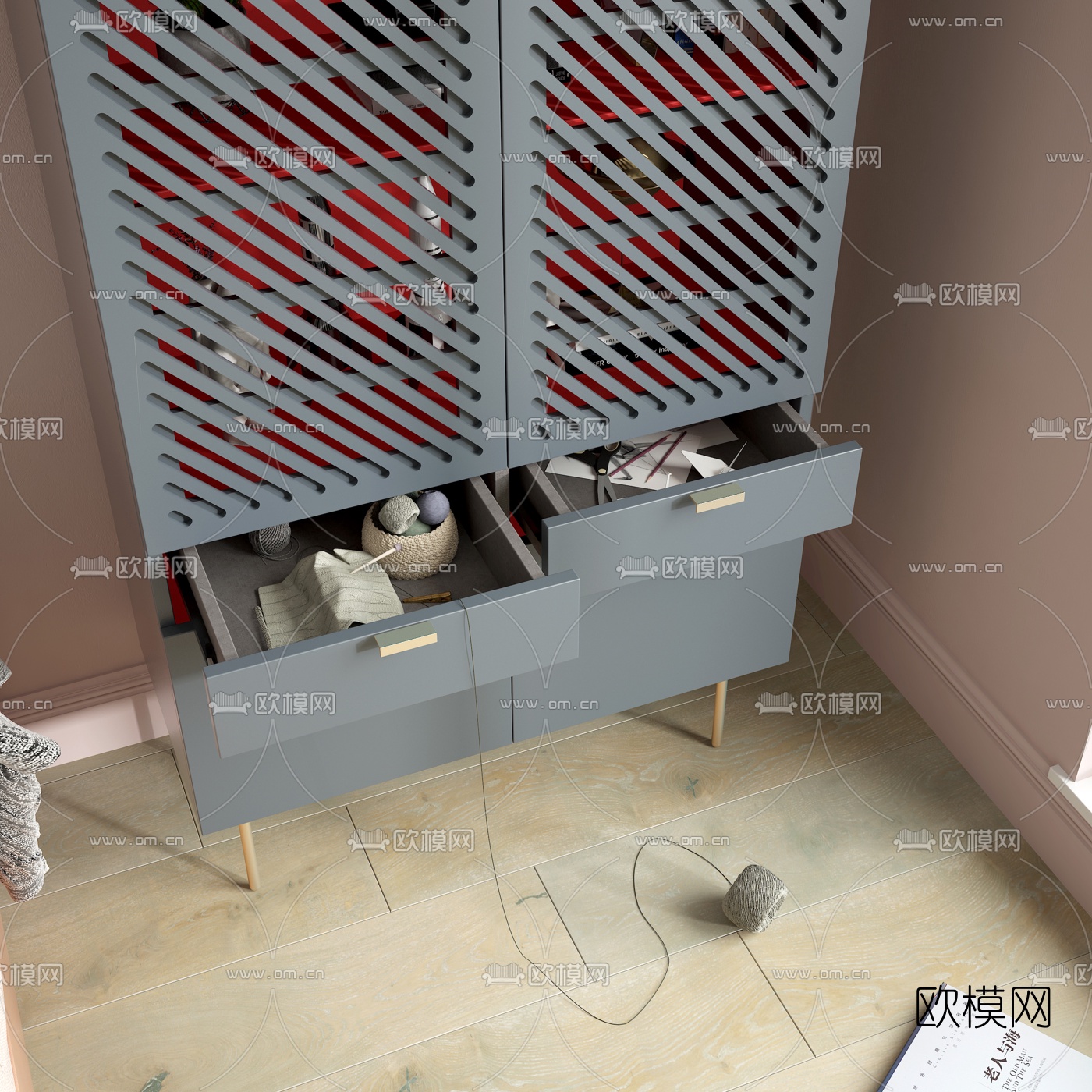 北欧边柜储物柜3d模型下载（渲染图2）